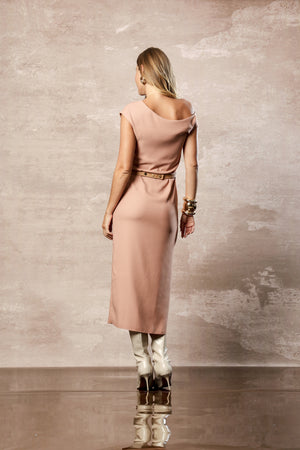 Vestido asimétrico con pliegues - TELHA CL