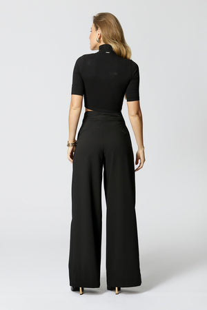 Blusa Malha Canelada Cropped - PRETO