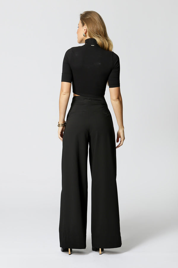 Blusa Malha Canelada Cropped - PRETO