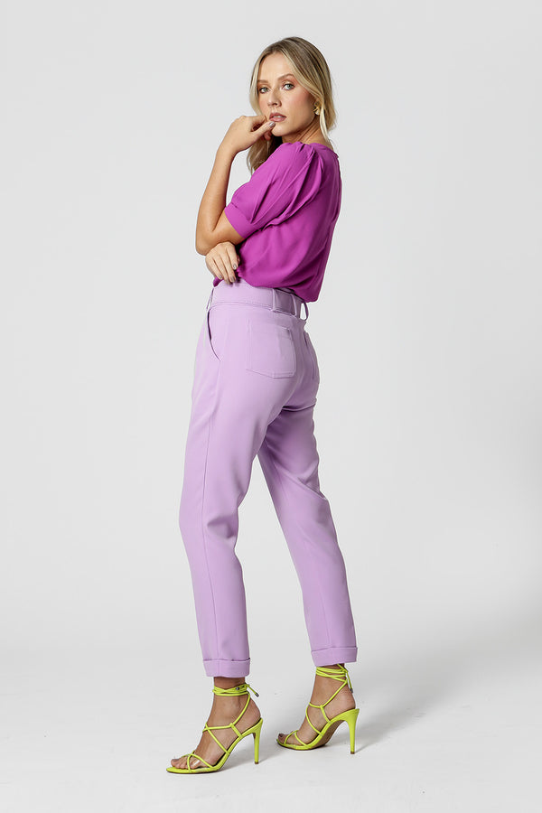 Blusa con mangas abullonadas - MORADA