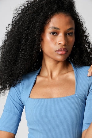 Blusa Decote Quadrado - AZUL