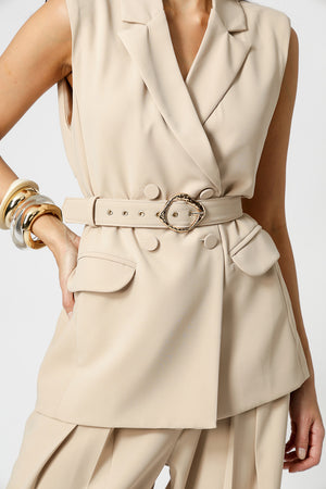 Colete Alfaiataria 4 Botões - AREIA