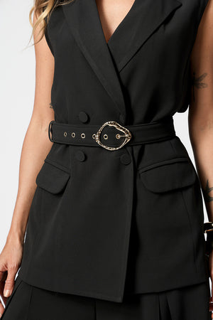 Colete Alfaiataria 4 Botões - PRETO