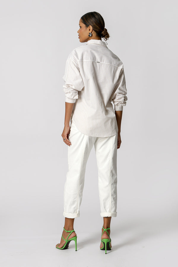 Camisa Ampla Listrada - KAKI 90131