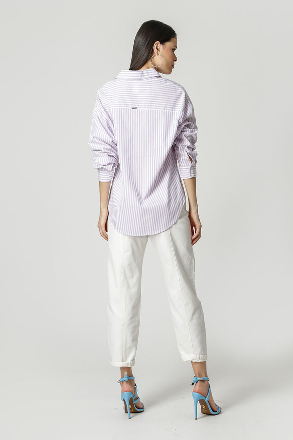 Camisa Ampla Listrada - LILAS CL 90131