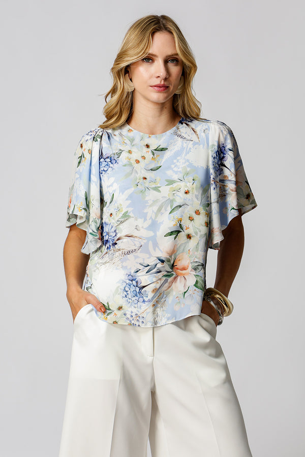 Blusa Estampada Manga Angel - AZUL CLARO 1221