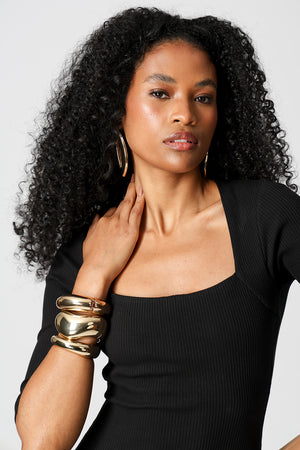 Vestido Canelado Com Fenda - PRETO