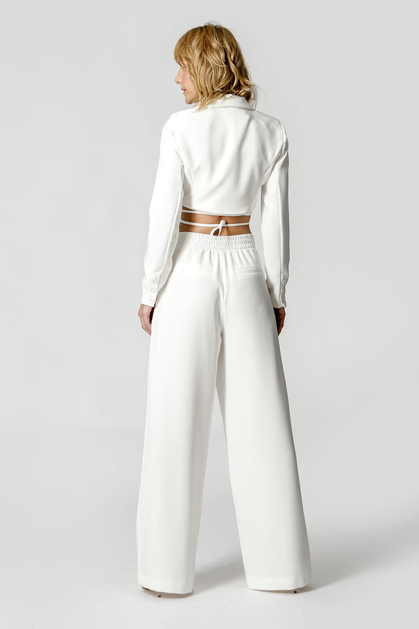 Blazer corto con tirantes - BLANCO ROJO