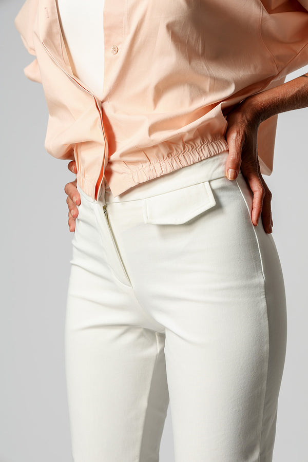 Pantalones Capri con Solapa - BLANCO ROJO