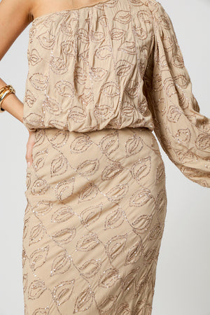 Saia Midi Sereia Paetê Folhas - AREIA 90168