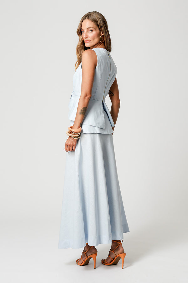 Blusa Transpassada Com Pala Assimétrica - AZUL CLARO