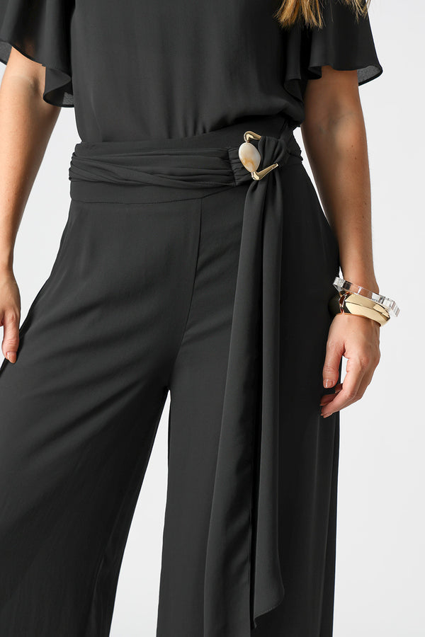 Calça Pantalona com Cinto Marmorizado - PRETO