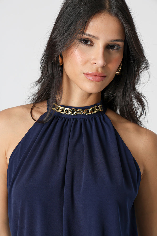 Vestido Midi Blusado Com Detalhe Torcido