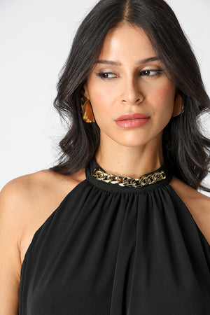 Vestido Midi Blusado Com Detalhe Torcido