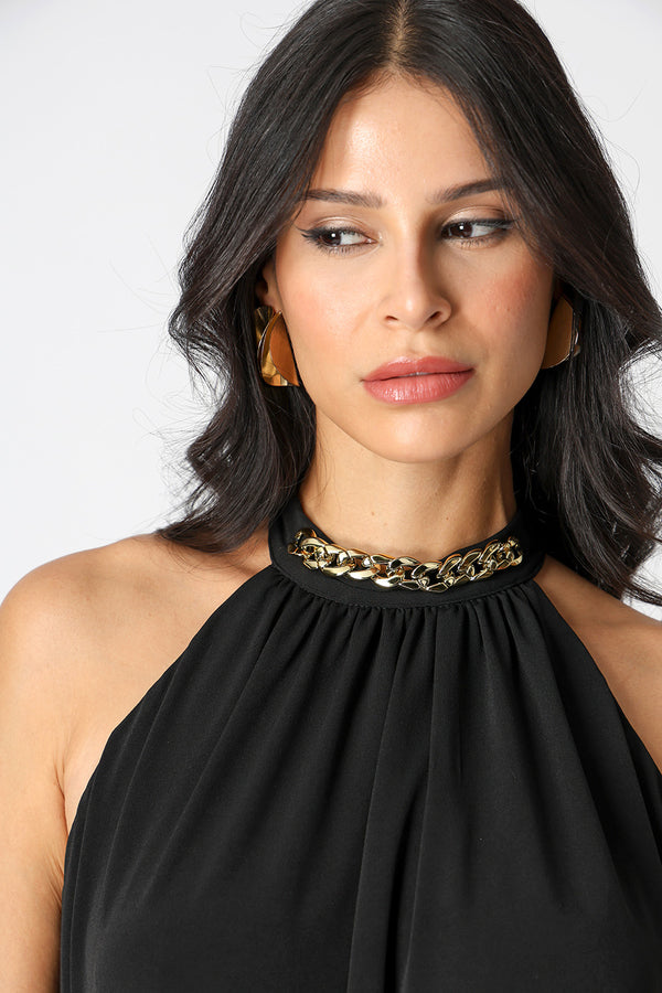 Vestido Midi Blusado Com Detalhe Torcido