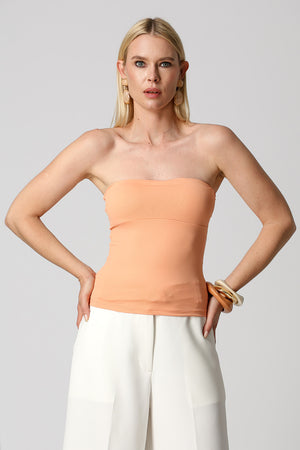 Blusa Strapless Decote Reto - SALMAO