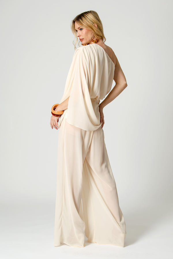 Blusa Ombro Único Com Manga Lenço