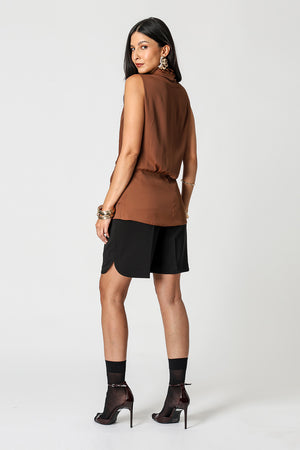 Blusa Peplum Transpassada com Top em Renda