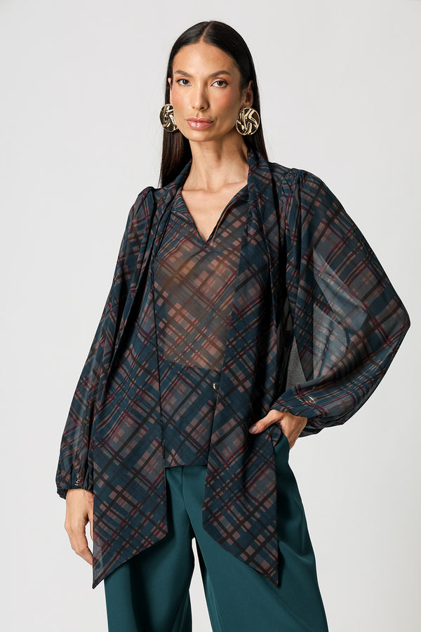 Blusa Chiffon Glass Estampada Com Faixa