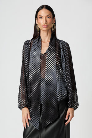 Blusa Chiffon Glass Estampada Com Faixa