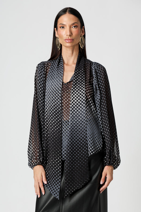 Blusa Chiffon Glass Estampada Com Faixa
