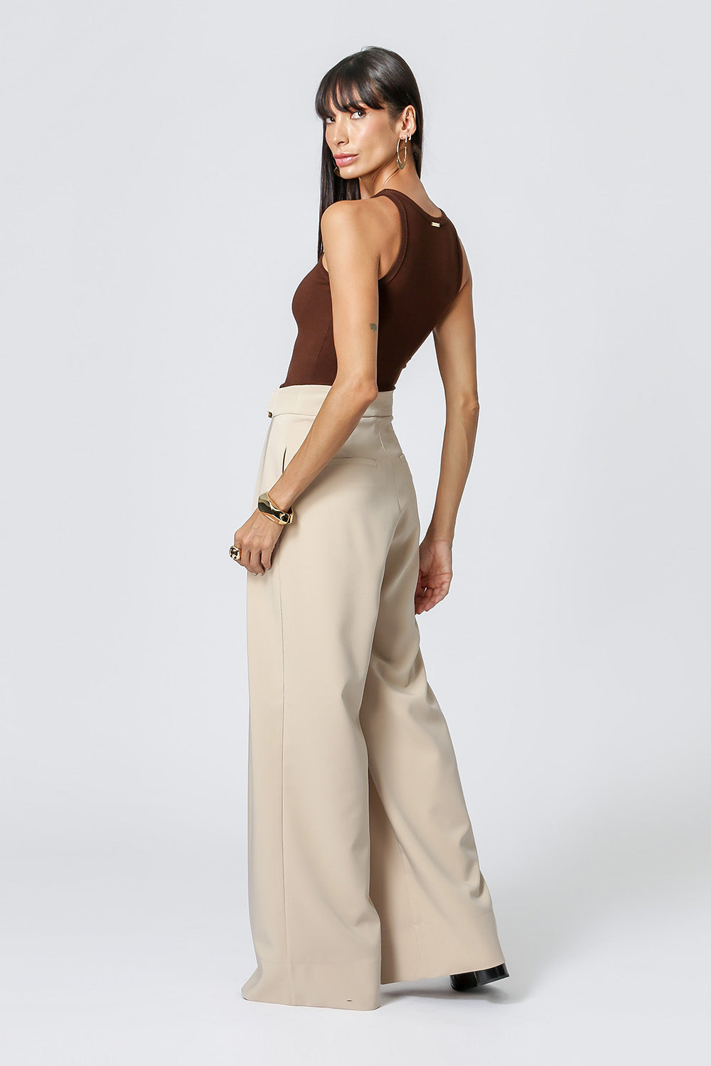 Blusa básica de canalé - CAFÉ