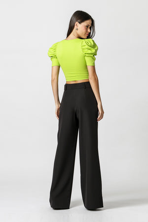 Blusa Corset Com Mangas Bufantes - FOLHA