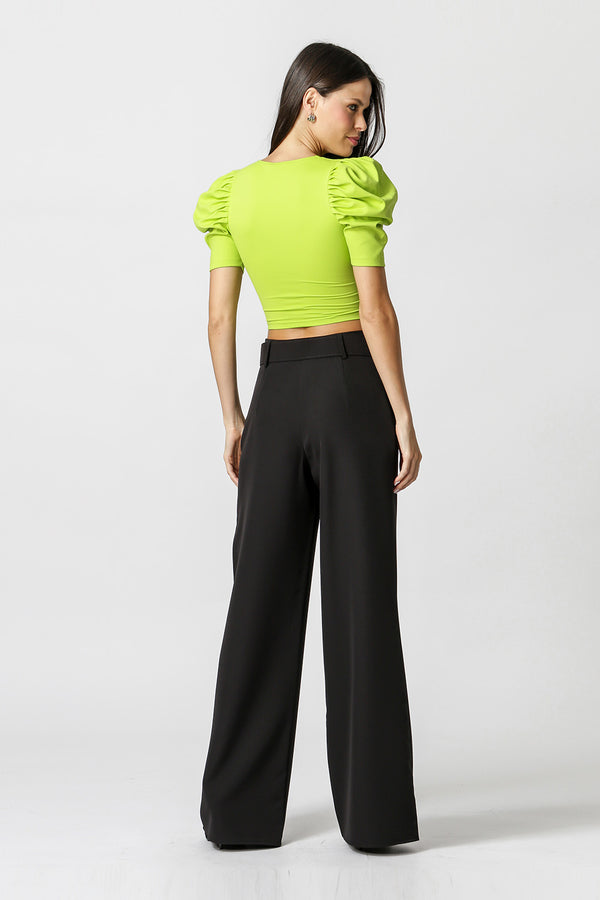 Blusa Corset Com Mangas Bufantes - FOLHA