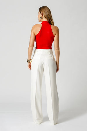 Blusa Gola Alta Com Botões Dourados - VERMELHO