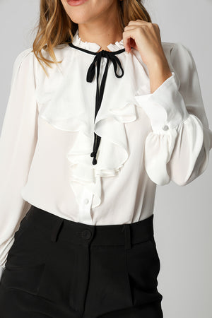 Camisa Gola Jabour Com Amarração - OFF WHITE