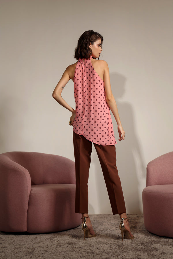 Blusa Assimétrica Com Cava Americana Estampada