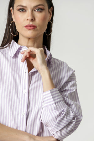 Camisa Ampla Listrada - LILAS CL 90131