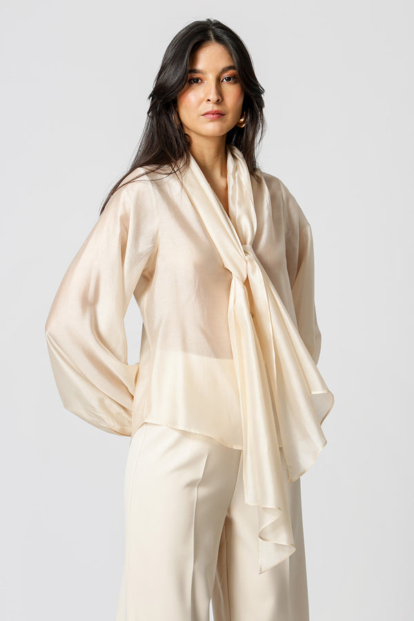 Camisa Com Laço Amplo - CRU