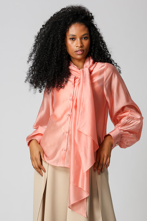 Camisa Com Laço Amplo - SALMAO