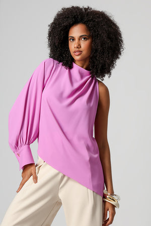 Blusa Assimétrica De Ombro Único - LILAS CLARO