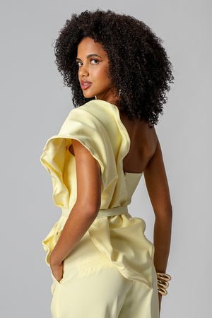 Blusa Strapless Com Folha 3D - AMARELO CL