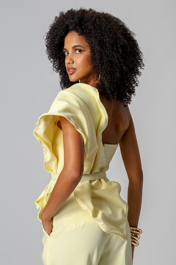 Blusa Strapless Com Folha 3D - AMARELO CL