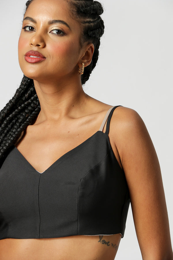 Blusa Cropped Com Alça Dupla - PRETO