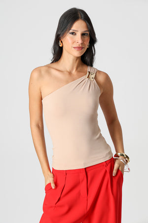 Blusa Ombro Único Com Fivela - AREIA