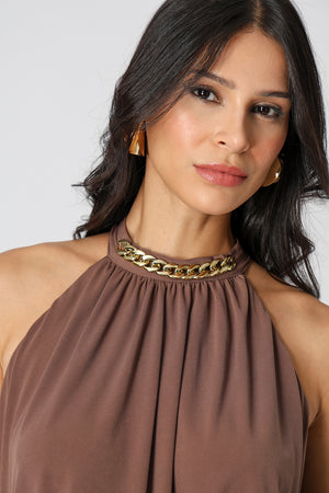 Vestido Midi Blusado Com Detalhe Torcido