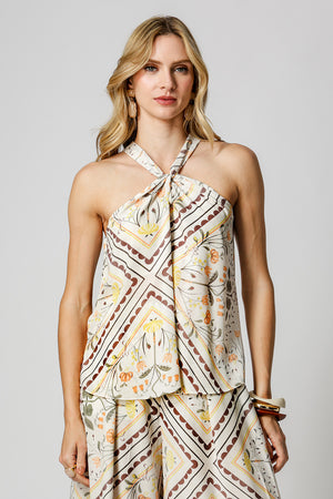 Blusa Com Torção Estampada - LARANJA 1220