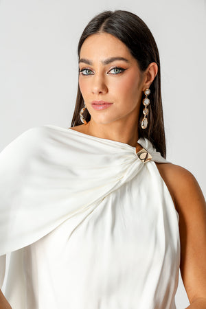 Vestido Cetim Ombro Único