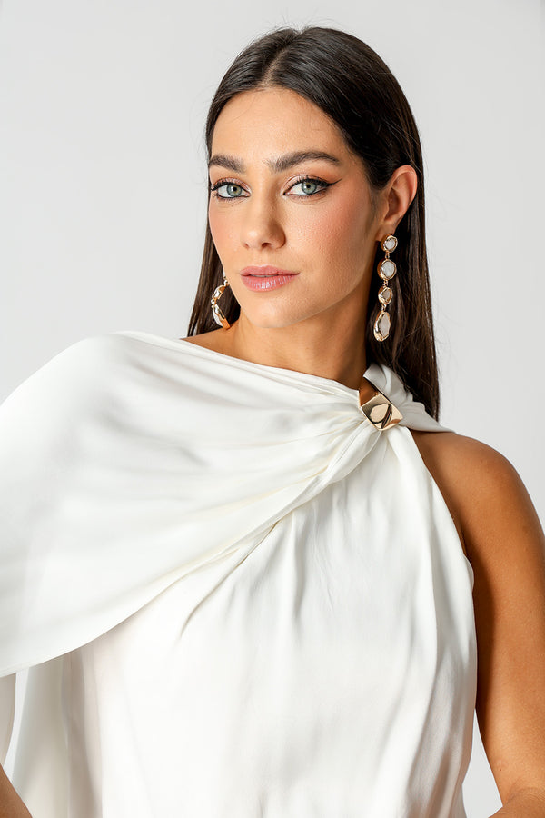 Vestido Cetim Ombro Único