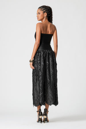 Vestido Strapless Tule Bordado Multiuso