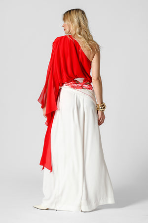 Blusa Ombro Único Com Manga Lenço