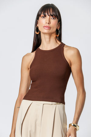 Blusa Básica Canelada - CAFE