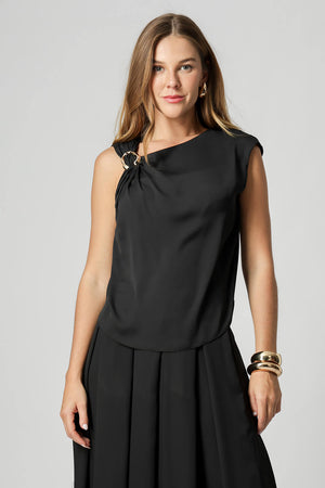 Blusa Com Metal Dourado - PRETO