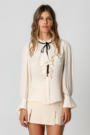 Camisa Gola Jabour Com Amarração - CRU