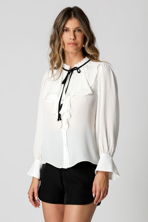 Camisa Gola Jabour Com Amarração - OFF WHITE