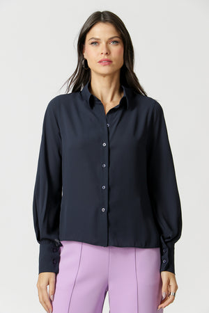 Camisa Com Abertura Na Manga - MARINHO